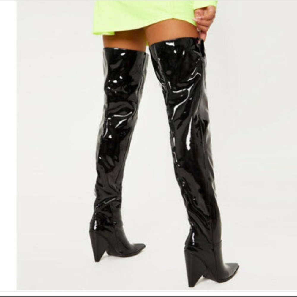 Never worn Forever 21 faux patent leather thigh high boots
